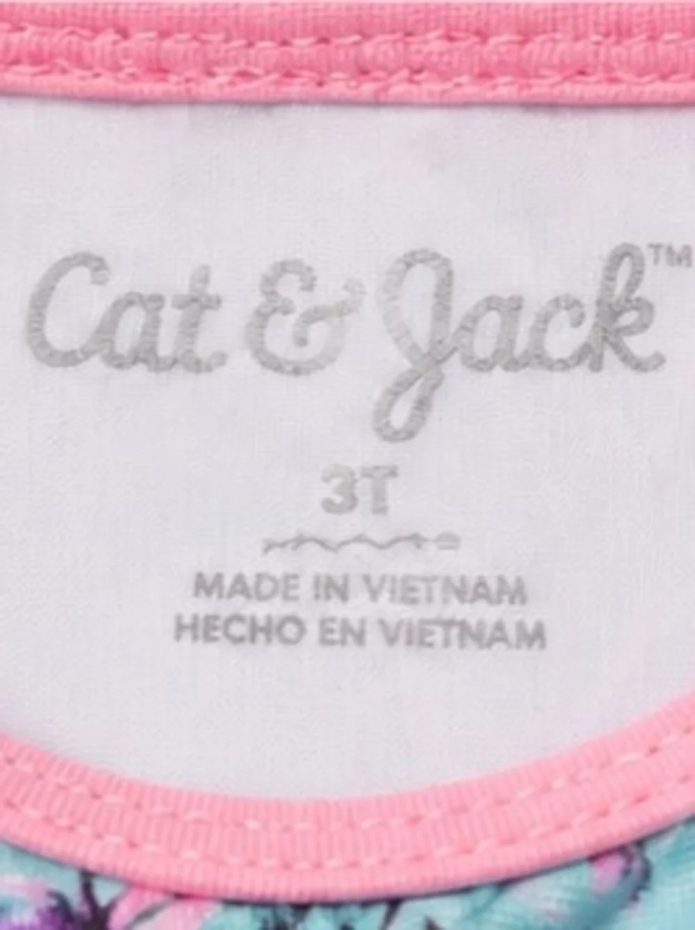 Cat & Jack Pink-Trim Girls Swim Top
